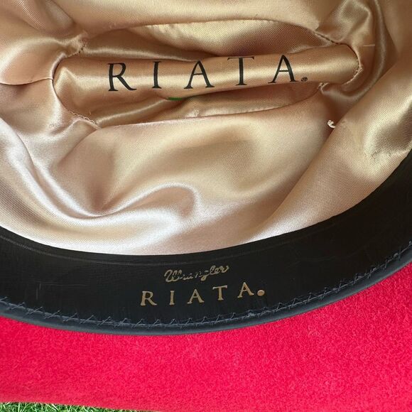 Vtg Wrangler Riata Rodeo Queen Hat 6-7/8 Small Western Cowboy Hat Red Wool USA - Picture 8 of 11